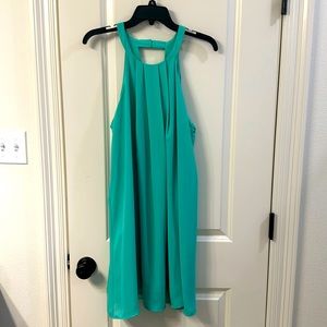 High neck mint green dress
